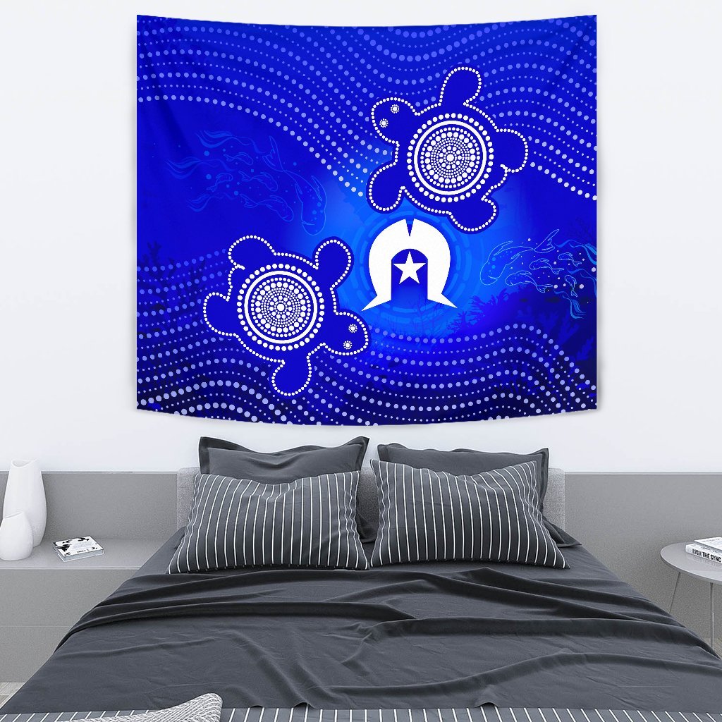 Torres Strait Islanders Tapestry - Torres Symbol With Turtle - Vibe Hoodie Shop