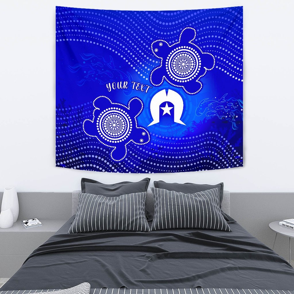 Custom Torres Strait Islanders Tapestry - Torres Symbol With Indigenous Turtle - Vibe Hoodie Shop