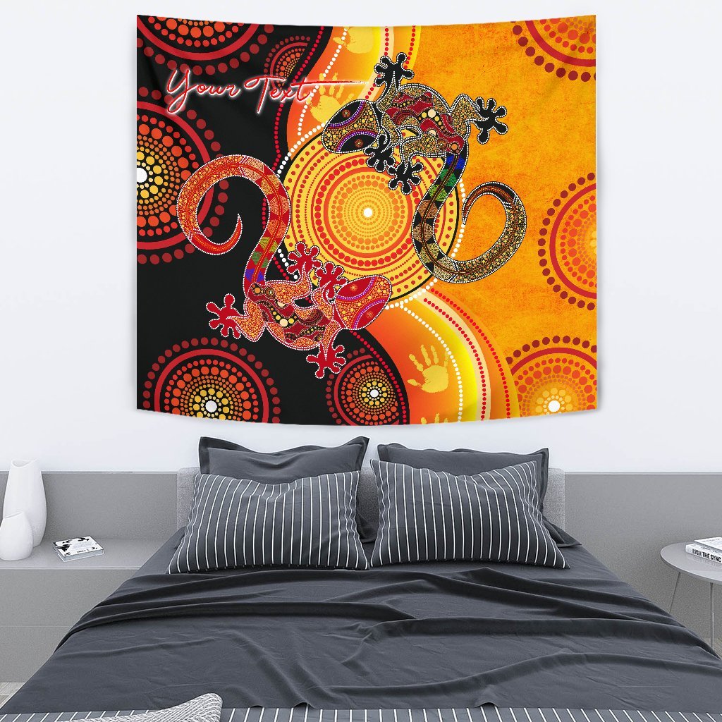 Aboriginal Personalised Tapestry - Couple Aboriginal Lizards - Vibe Hoodie Shop