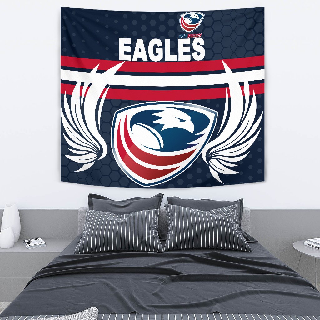 USA Rugby Tapestry Eagles Simple Style - Full Navy - Vibe Hoodie Shop