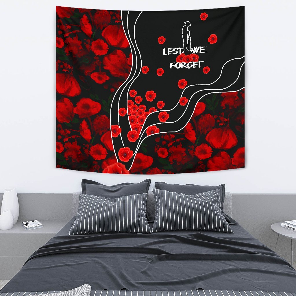 ANZAC Lest We Forget Tapestry - Poppy Flowers - Vibe Hoodie Shop