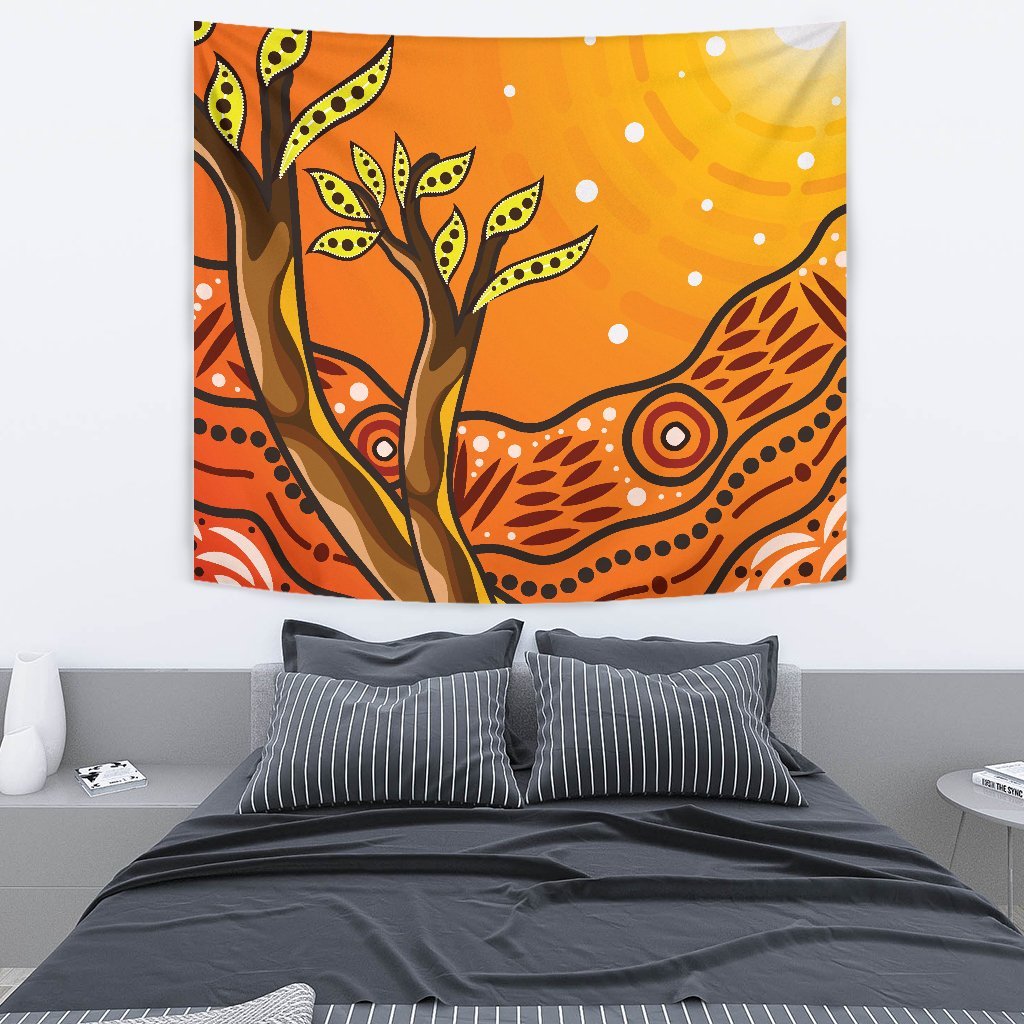 Aboriginal Tapestry - Tree On The Hill - Vibe Hoodie Shop