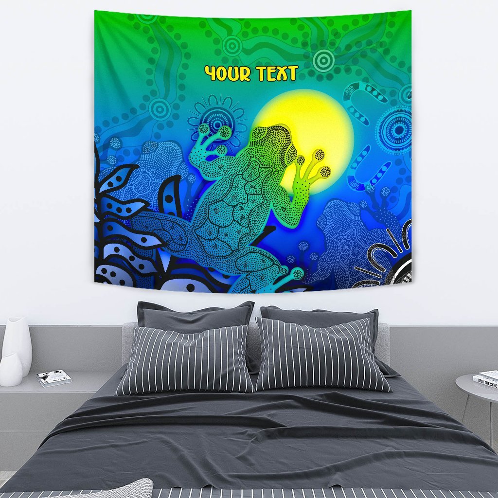 Custom Aboriginal Tapestry - Indigenous Frog (Blue) - Vibe Hoodie Shop