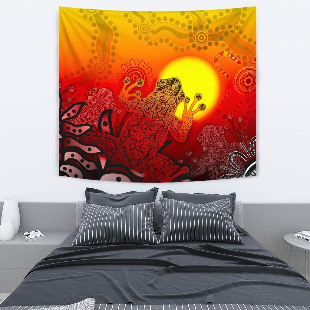 Aboriginal Tapestry - Indigenous Frog (Red) - Vibe Hoodie Shop