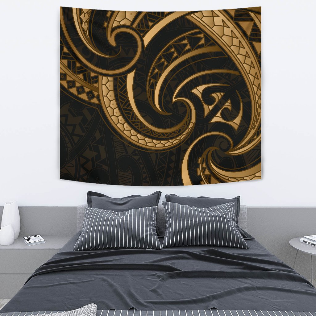 New Zealand Maori Mangopare Tapestry Polynesian - Gold - Vibe Hoodie Shop