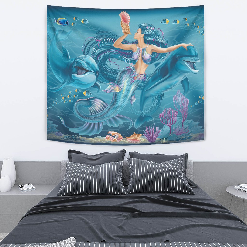 Tapestry - Australia Beautiful Mermaid With Dolphin - Vibe Hoodie Shop