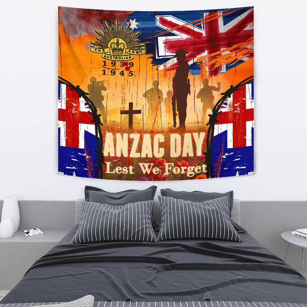 Australia ANZAC Day 2021 Tapestry - ANZAC Day Commemoration 1939 - 1945 - Vibe Hoodie Shop