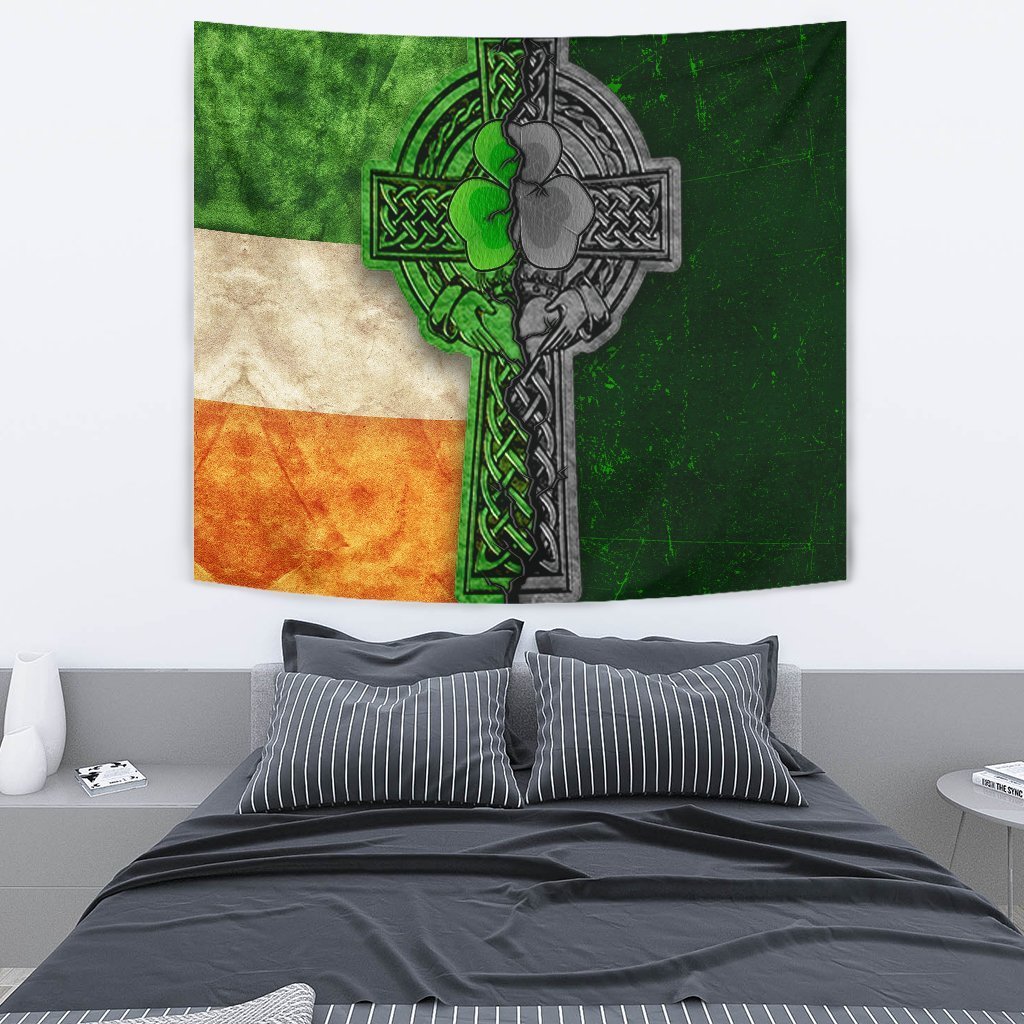 Ireland Celtic Tapestry - Irish Claddagh Cross - Vibe Hoodie Shop