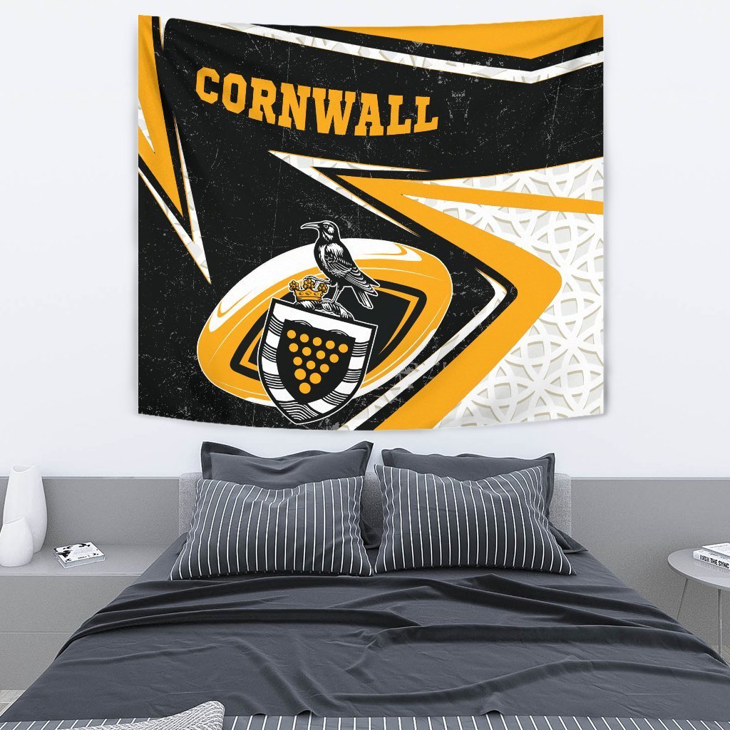 Cornwall Rugby Tapestry - Celtic Cornwall Rugby Ball - Vibe Hoodie Shop