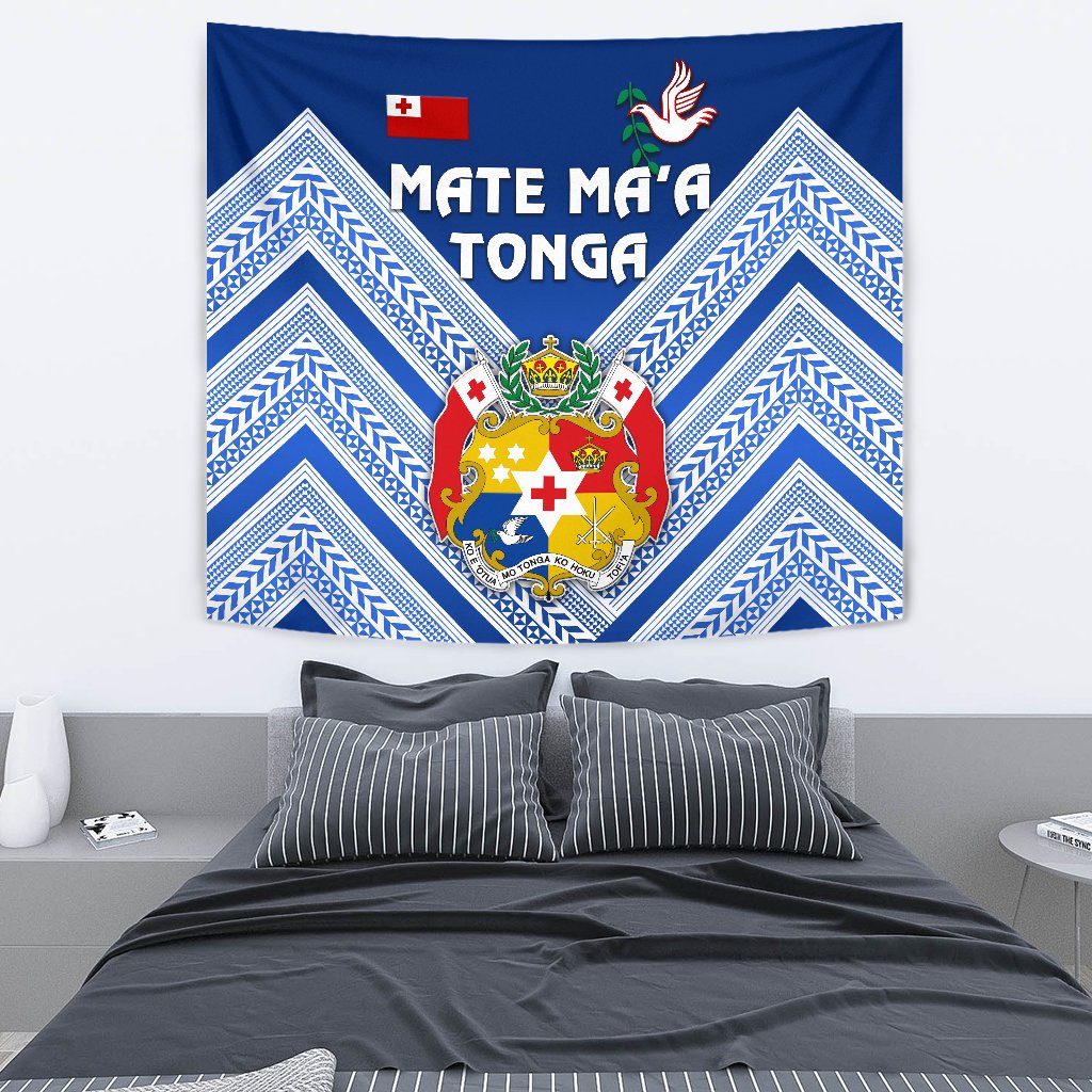 Mate Ma'a Tonga Rugby Tapestry Polynesian Creative Style - Blue - Vibe Hoodie Shop