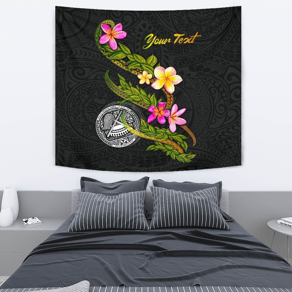 American Samoa Polynesian Custom Personalised Tapestry - Plumeria Tribal - Vibe Hoodie Shop