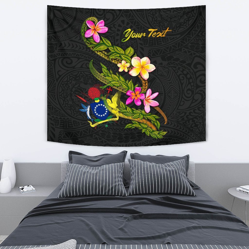 Cook Islands Polynesian Custom Personalised Tapestry - Plumeria Tribal - Vibe Hoodie Shop