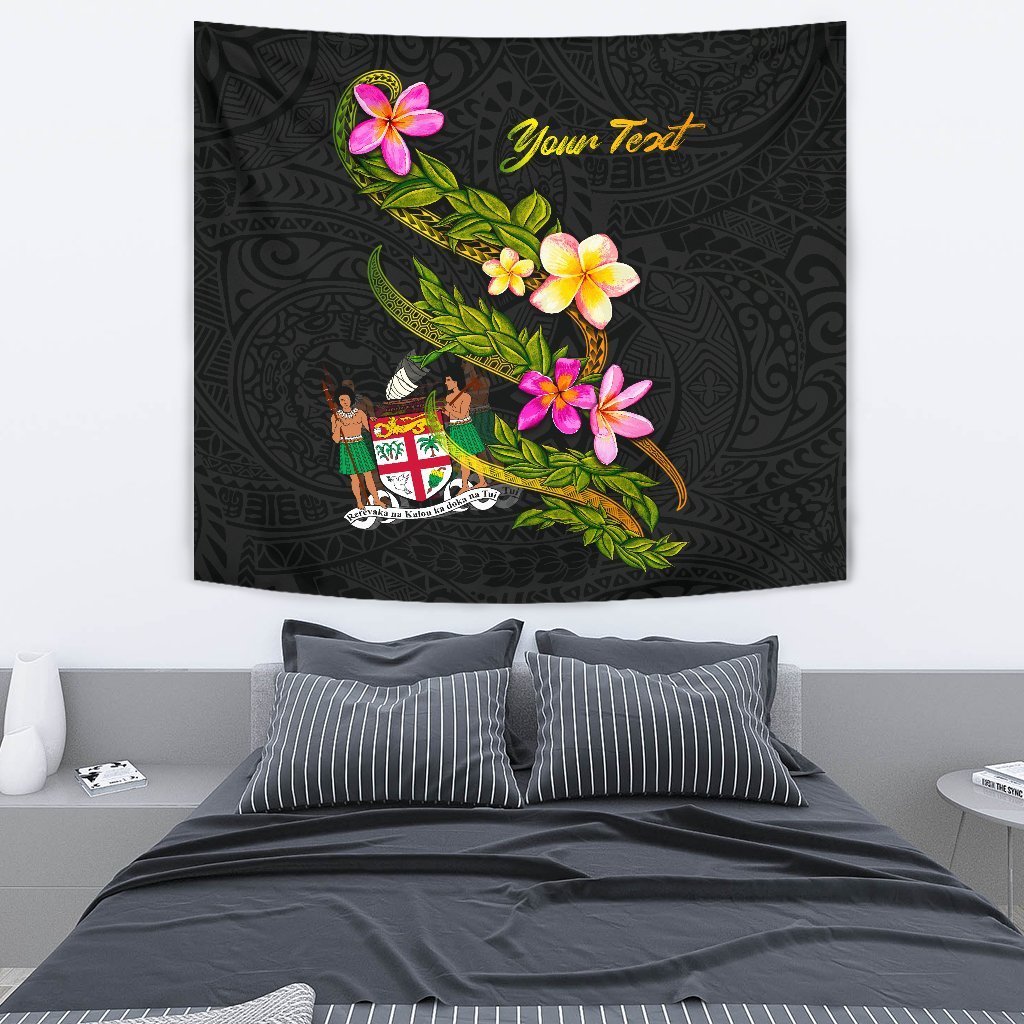 Fiji Polynesian Custom Personalised Tapestry - Plumeria Tribal - Vibe Hoodie Shop