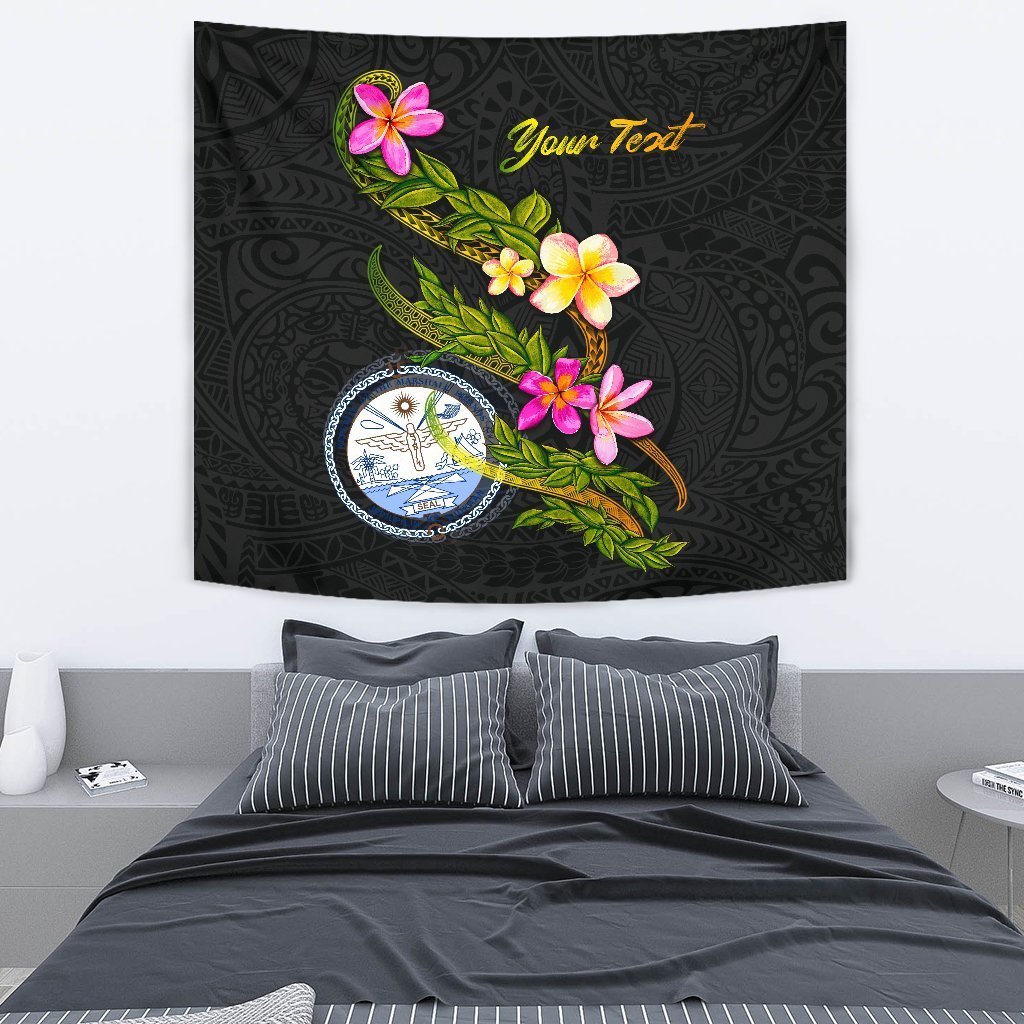 Marshall Islands Polynesian Custom Personalised Tapestry - Plumeria Tribal - Vibe Hoodie Shop