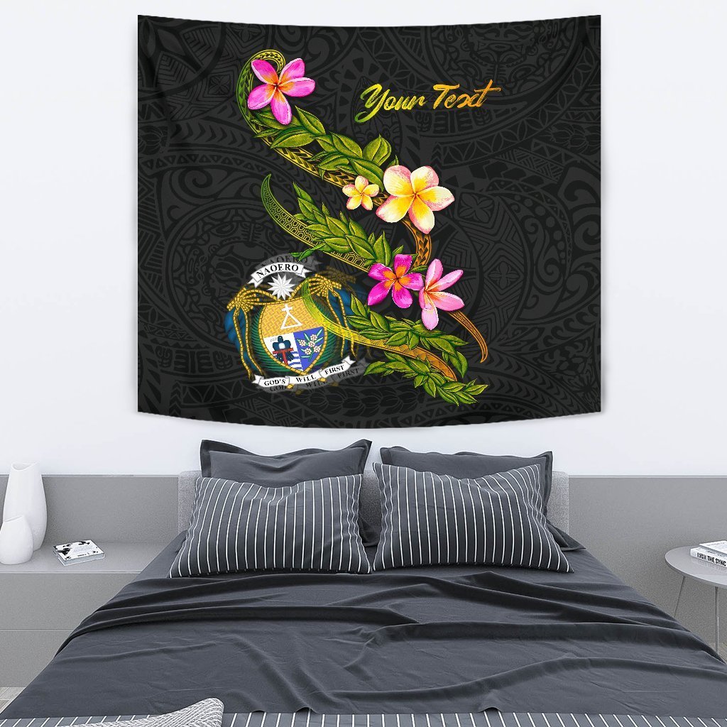 Nauru Polynesian Custom Personalised Tapestry - Plumeria Tribal - Vibe Hoodie Shop