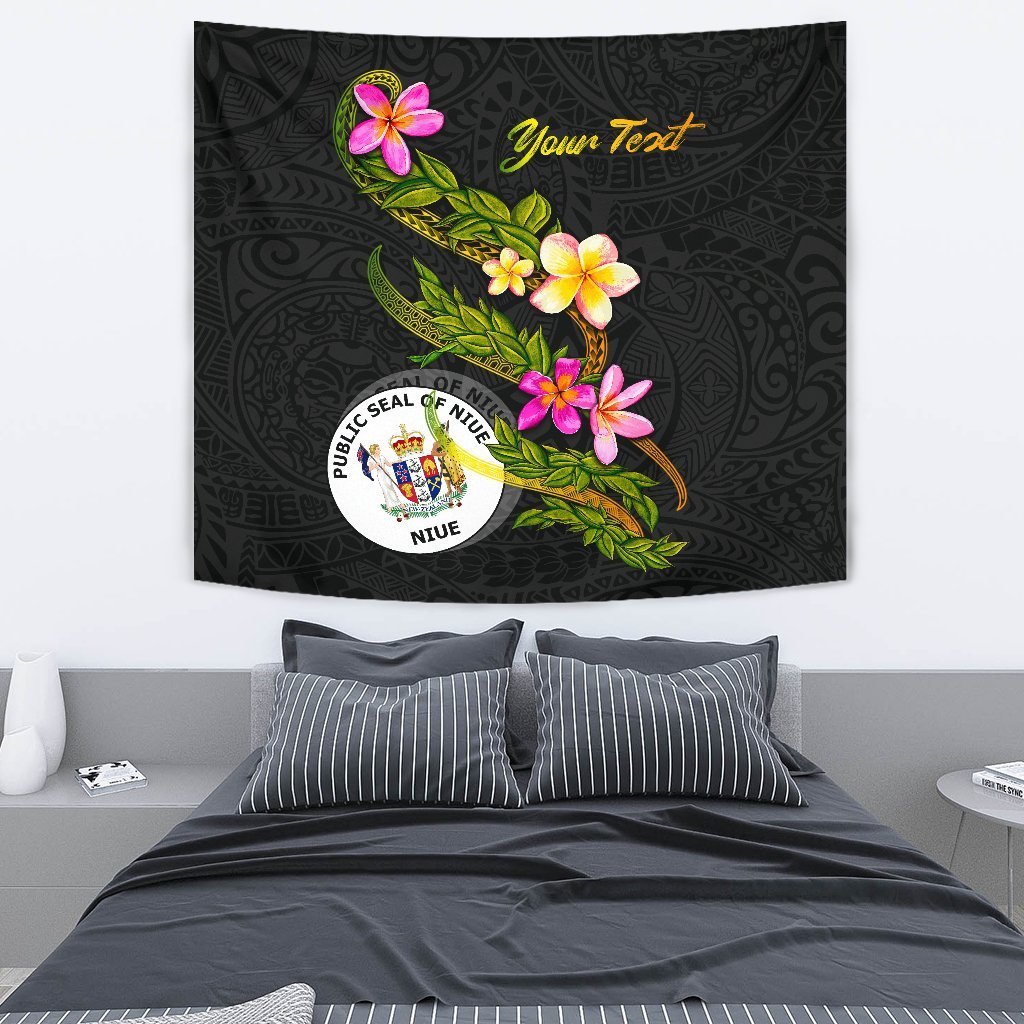 Niue Polynesian Custom Personalised Tapestry - Plumeria Tribal - Vibe Hoodie Shop