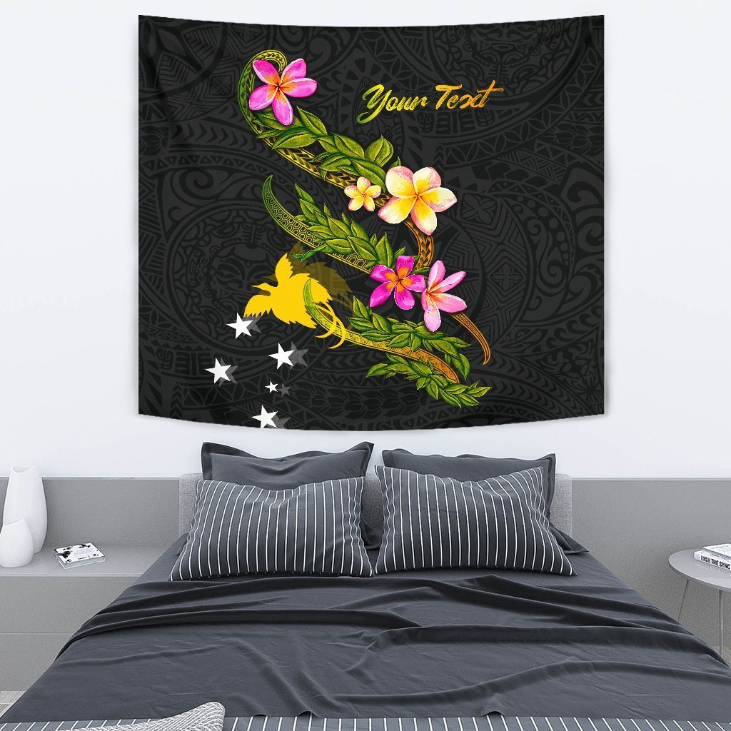 Papua New Guinea Polynesian Custom Personalised Tapestry - Plumeria Tribal - Vibe Hoodie Shop