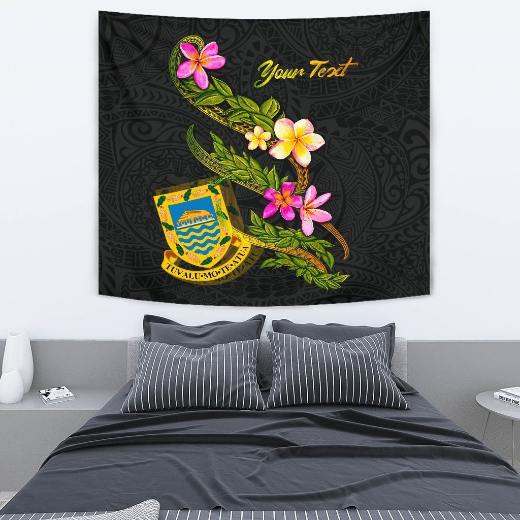 Tuvalu Polynesian Custom Personalised Tapestry - Plumeria Tribal - Vibe Hoodie Shop