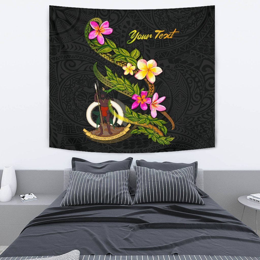 Vanuatu Polynesian Custom Personalised Tapestry - Plumeria Tribal - Vibe Hoodie Shop