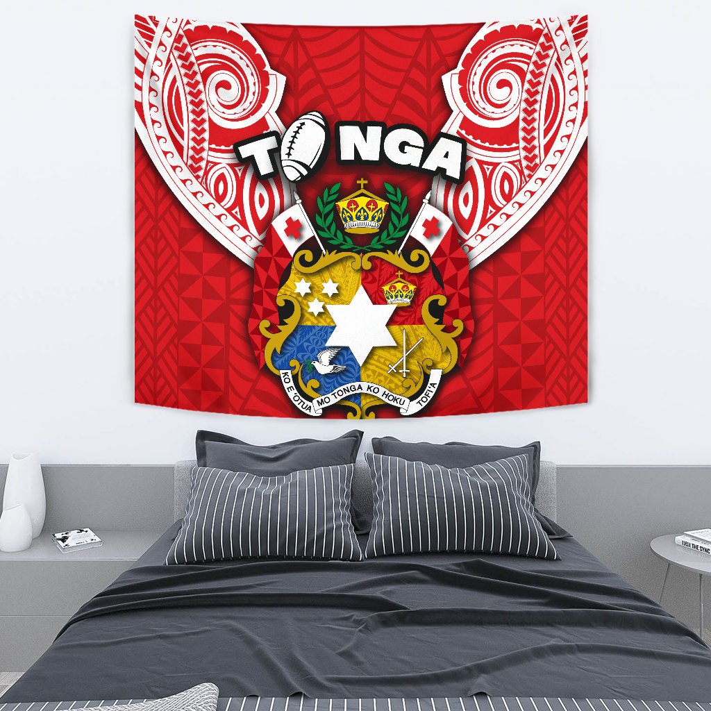 (Custom Personalised) Tonga Rugby Tapestry Royal Style - Vibe Hoodie Shop