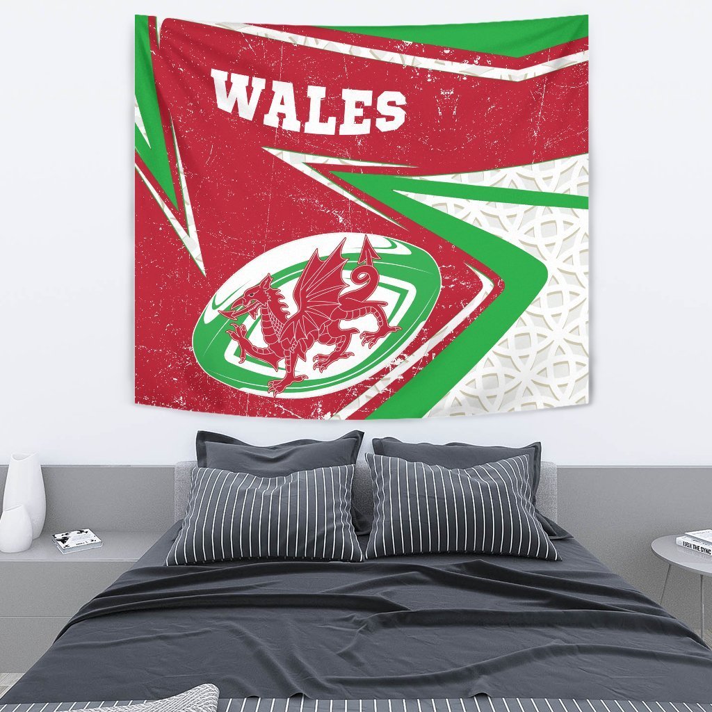 Wales Rugby Tapestry - Celtic Welsh Rugby Ball - Vibe Hoodie Shop