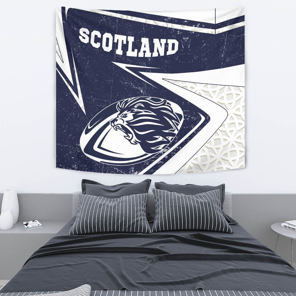 Scotland Rugby Tapestry - Celtic Scottish Rugby Ball Lion Ver - Vibe Hoodie Shop