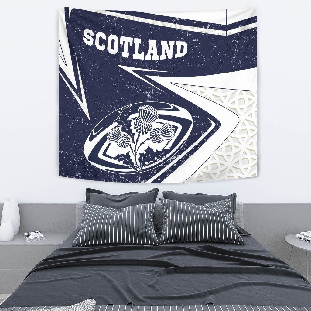 Scotland Rugby Tapestry - Celtic Scottish Rugby Ball Thistle Ver - Vibe Hoodie Shop