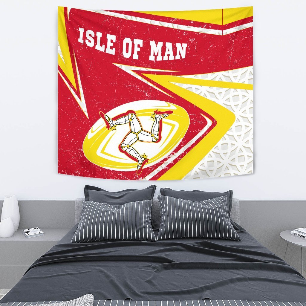 Isle Of Man Rugby Tapestry - Celtic Manx Rugby Ball - Vibe Hoodie Shop