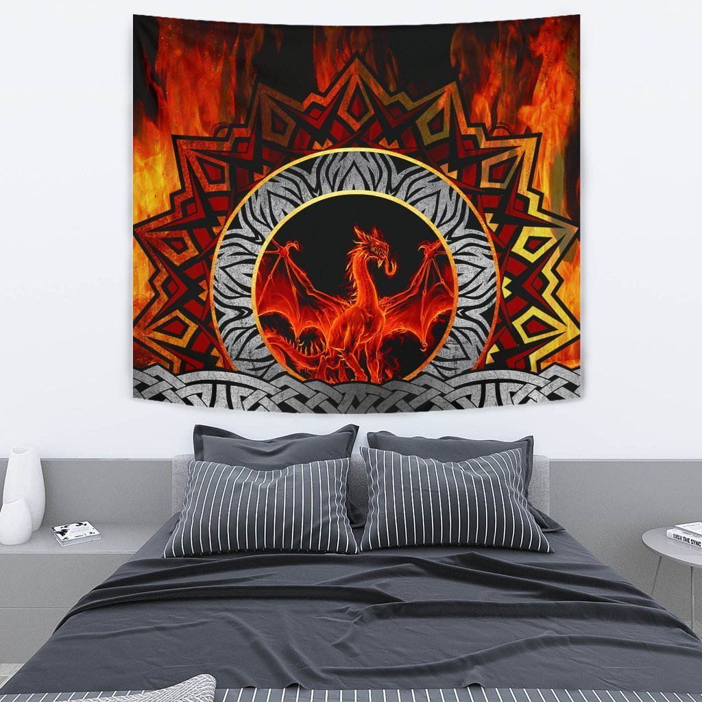 Celtic Dragon Tapestry - Fire Dragon - Vibe Hoodie Shop