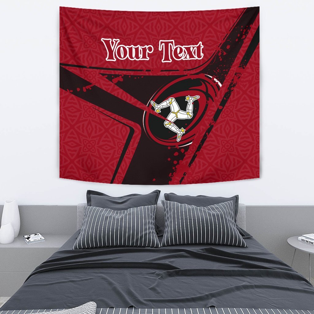 (Custom Text) Isle Of Man Rugby Personalised Tapestry - Isle Of Man Rugby - Vibe Hoodie Shop