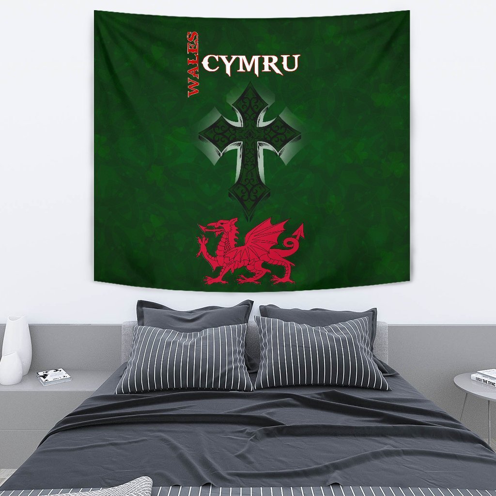 Wales Tapestry - Wales Cymru Celtic Cross - Vibe Hoodie Shop