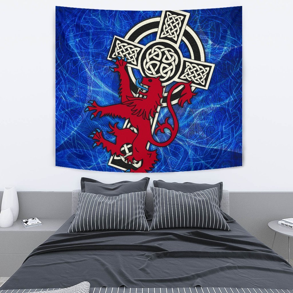 Scotland Celtic Tapestry - Celtic Cross and Rampant Skew Style - Vibe Hoodie Shop