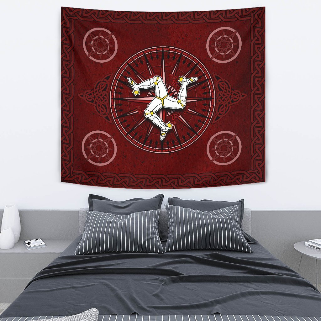 Isle Of Man Celtic Tapestry - Celtic Compass With Manx Triskelion - Vibe Hoodie Shop