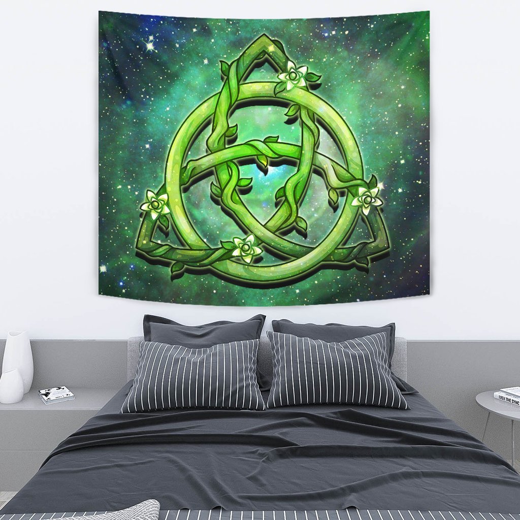 Celtic Tapestry - Green Triquetra - Vibe Hoodie Shop