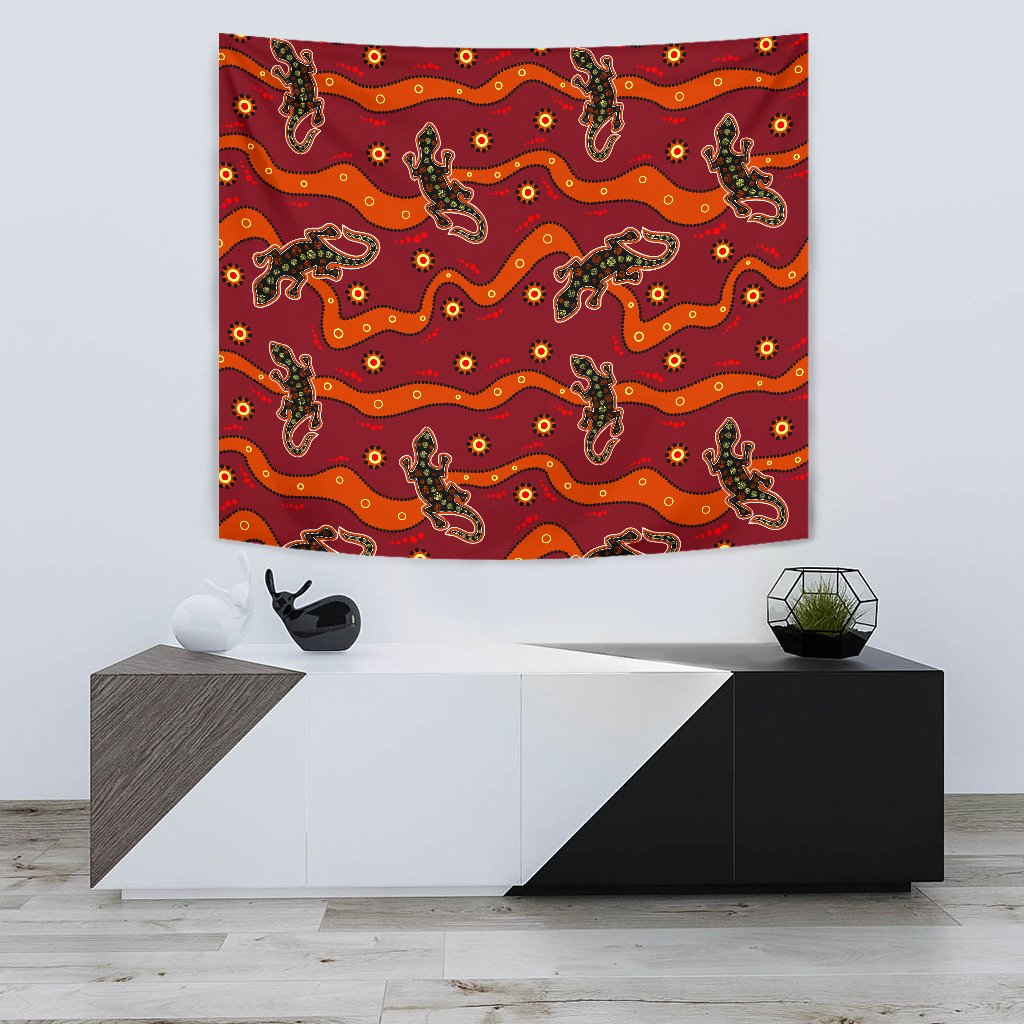 Tapestry - Aboriginal Dot Painting Tapestries Lizard - Vibe Hoodie Shop