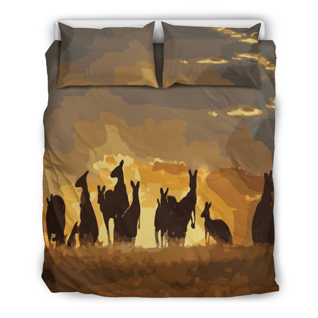 Bedding Sets - Kangaroo Bed Sets Family Sunset Ver02 - Vibe Hoodie Shop