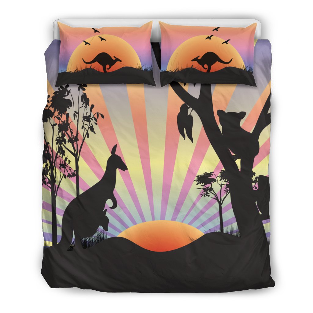 Bedding Sets - Kangaroo Bed Sets Sunset Ver03A - Vibe Hoodie Shop