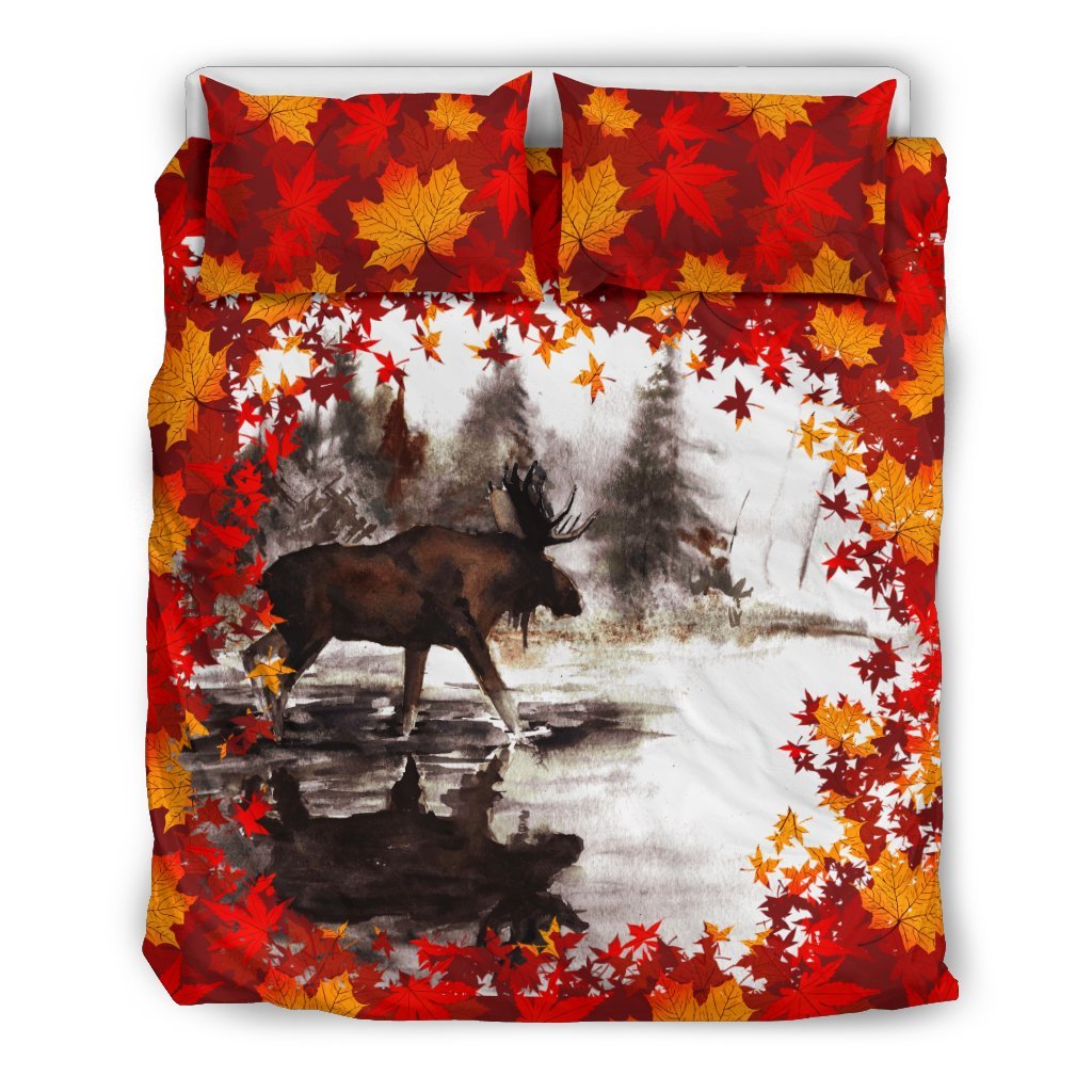 Canada Moose With Maple Leafs - Bedding Set - Vibe Hoodie Shop