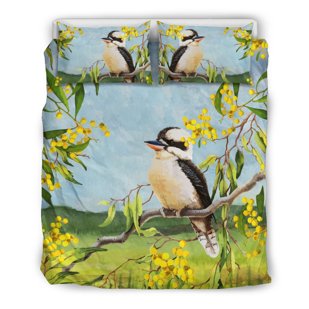 Australia Bedding Sets - Kookaburra Bed Golden Wattle Landscape Art Sets - Vibe Hoodie Shop