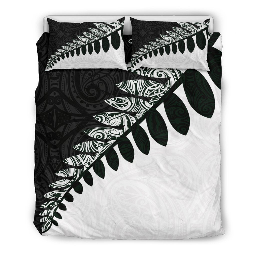 New Zealand Silver Fern Bedding Set Black White - Vibe Hoodie Shop