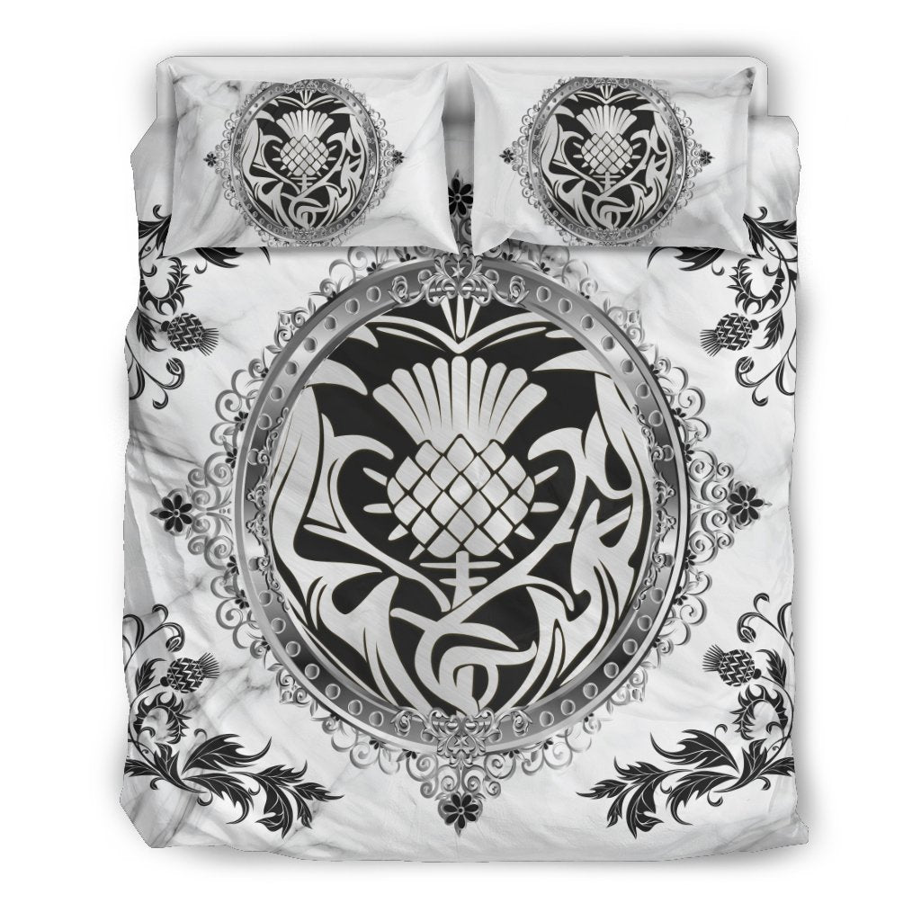 Luxury Silver Thistle Scotland  Bedding Set K5 White - Vibe Hoodie Shop