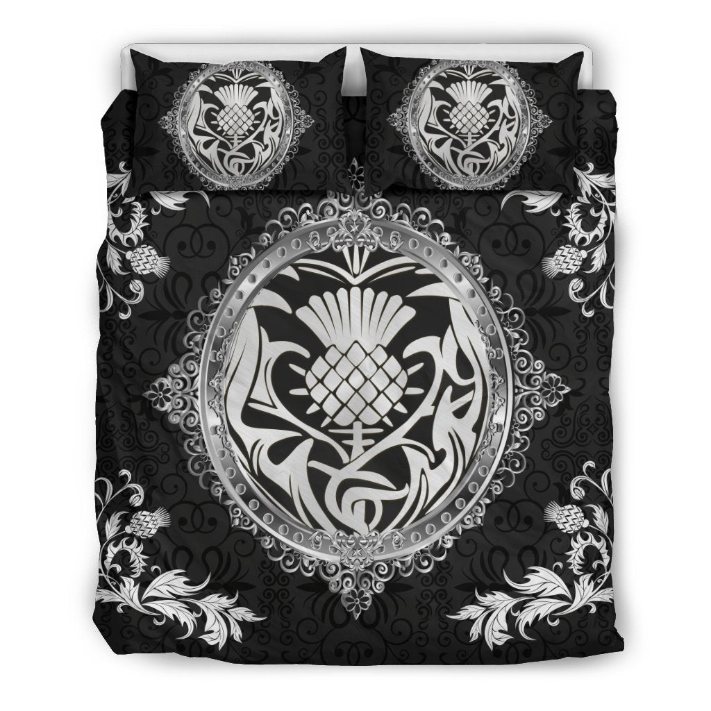 Luxury Silver Thistle Scotland  Bedding Set K5 Black - Vibe Hoodie Shop