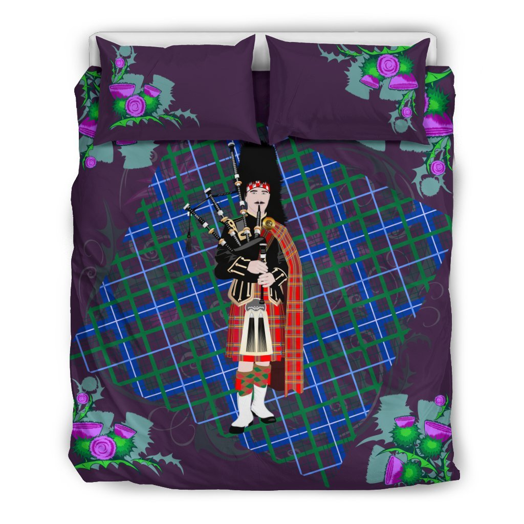 Scotland Thistle With Bagpiper Bedding Set - Vibe Hoodie Shop