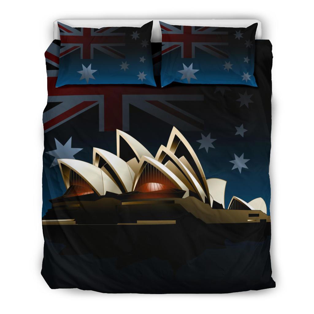 Bedding Sets - Sydney Opera Bed Mid Night Aus Flag Sets - Vibe Hoodie Shop