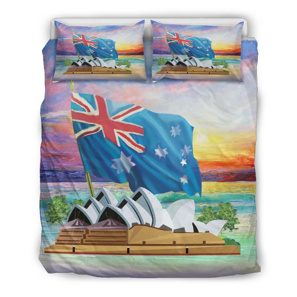 Bedding Sets - Sydney Opera Bed Aus Flag Landscape Painting Sets - Vibe Hoodie Shop