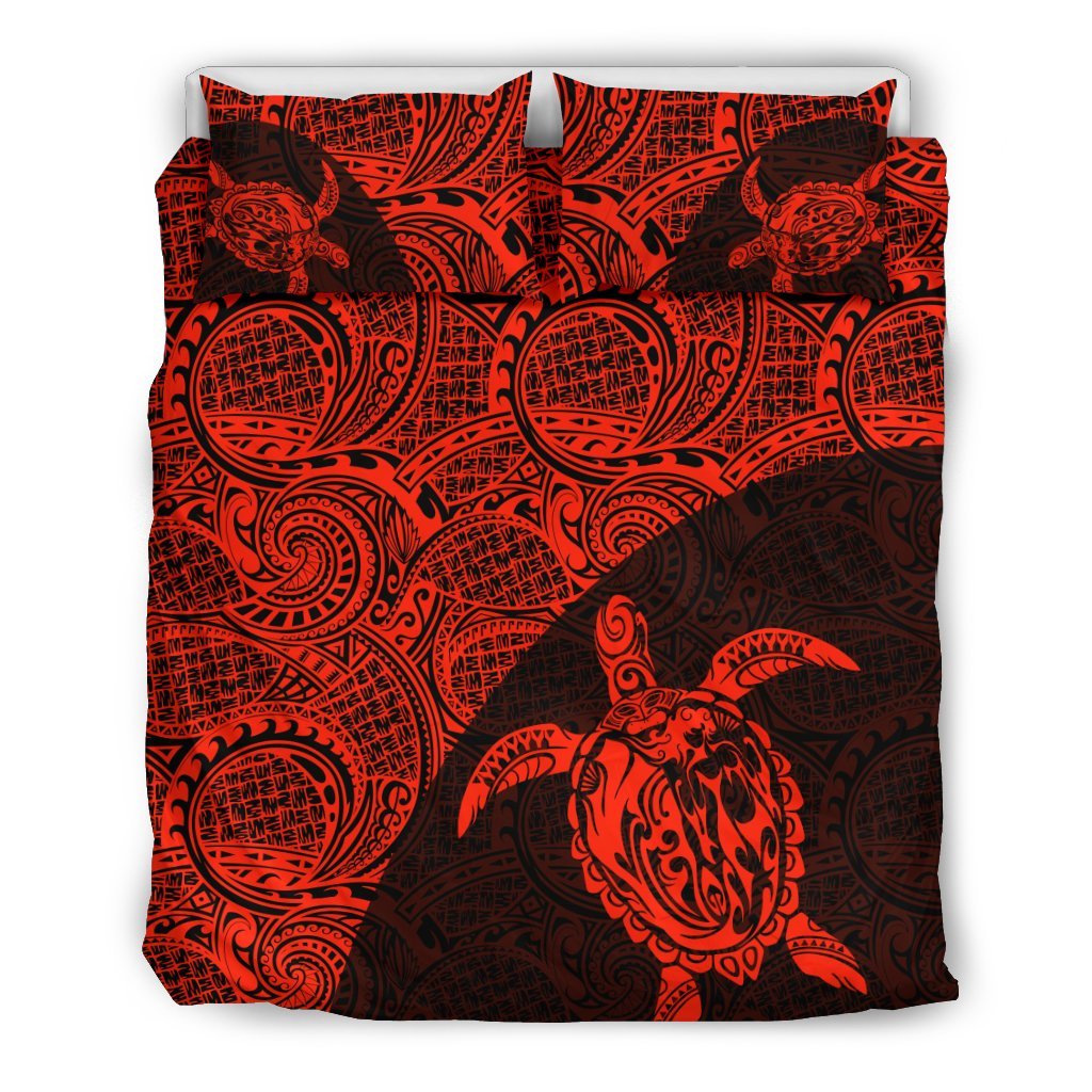 Hawaii Bedding Set, Tribal Turtle Mermaid Duvet Cover And Pillow Case - Vibe Hoodie Shop