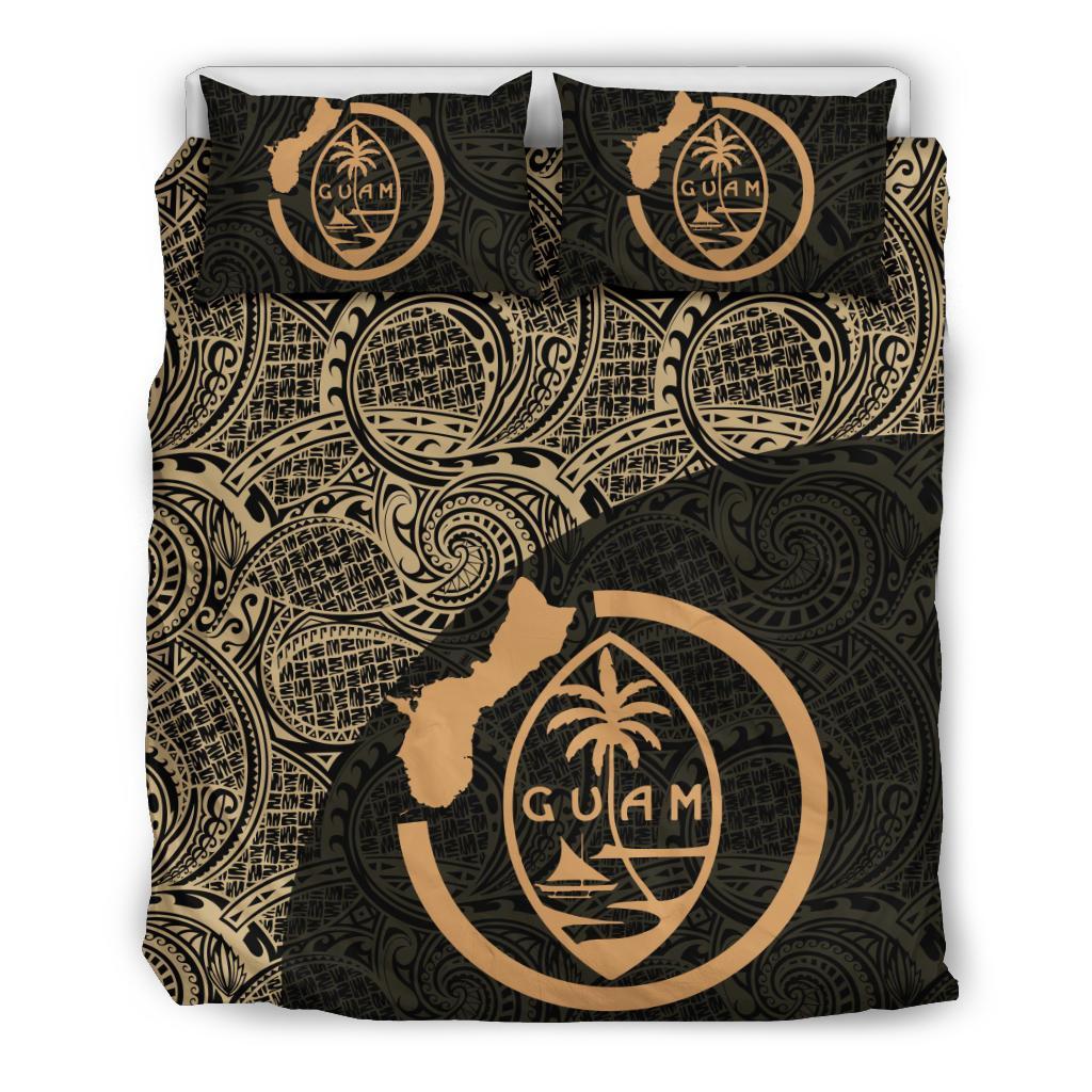 Guam Bedding Set Coat Of Arm Map Polynesian 03 - Vibe Hoodie Shop