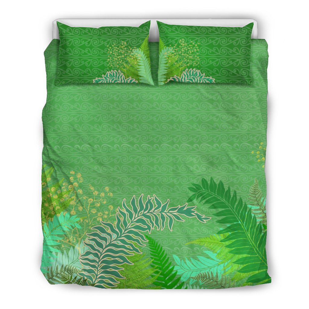Tropical New Zealand Style With Silver Fern Bedding Set Green Ver - Vibe Hoodie Shop