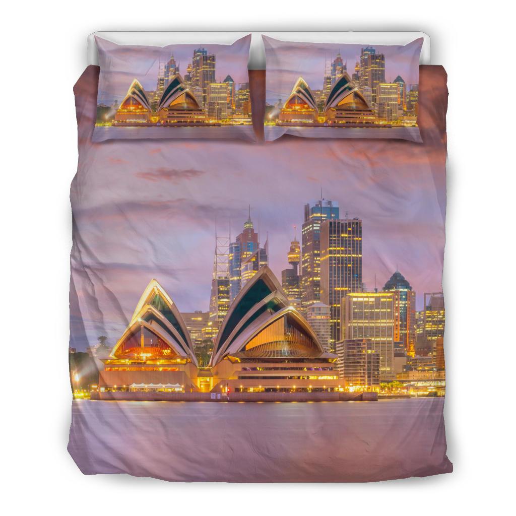 Bedding Sets - Sydney Opera Bed Sunset Landscape Art Sets - Vibe Hoodie Shop