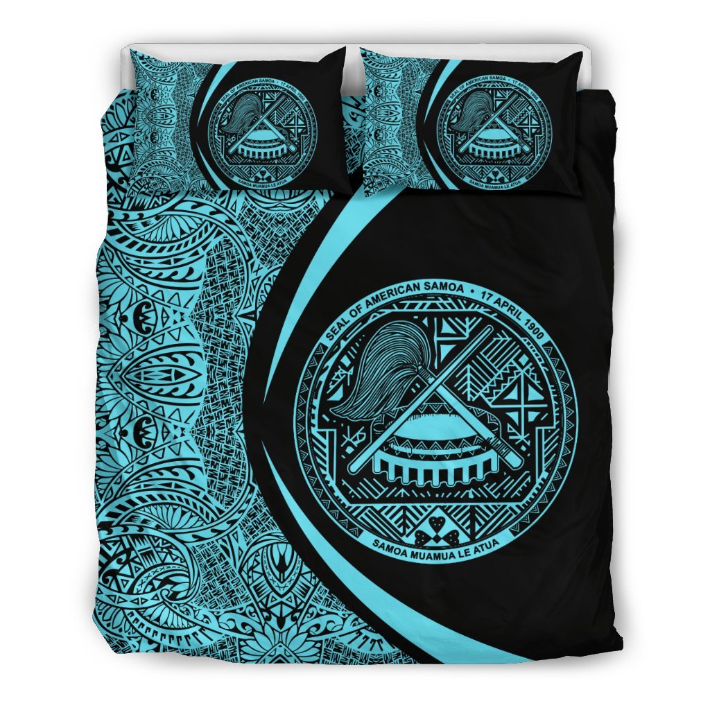 American Samoa Coat Of Arms Polynesian Bedding Set - Circle Style 02 - Vibe Hoodie Shop